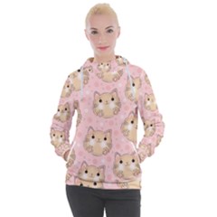 Cat Pattern Pink Cartoon Women s Hooded Pullover