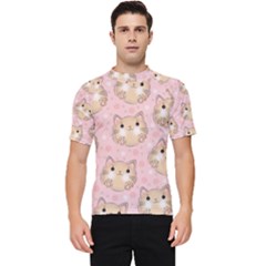 Cat Pattern Pink Cartoon Men s Short Sleeve Rash Guard by Pakjumat