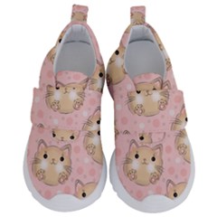 Cat Pattern Pink Cartoon Kids  Velcro No Lace Shoes by Pakjumat