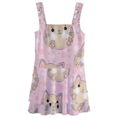 Cat Pattern Pink Cartoon Kids  Layered Skirt Swimsuit by Pakjumat