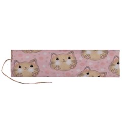 Cat Pattern Pink Cartoon Roll Up Canvas Pencil Holder (l) by Pakjumat