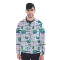 Guitars Music Notes Seamless Pattern Men s Windbreaker by Pakjumat