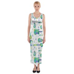 Guitars Music Notes Seamless Pattern Fitted Maxi Dress by Pakjumat