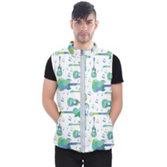 Guitars Music Notes Seamless Pattern Men s Puffer Vest by Pakjumat