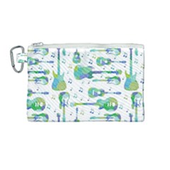 Guitars Music Notes Seamless Pattern Canvas Cosmetic Bag (medium) by Pakjumat