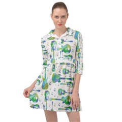 Guitars Music Notes Seamless Pattern Mini Skater Shirt Dress by Pakjumat