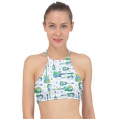 Guitars Music Notes Seamless Pattern Halter Bikini Top by Pakjumat