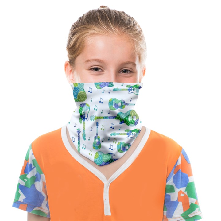 Guitars Music Notes Seamless Pattern Face Covering Bandana (Kids)