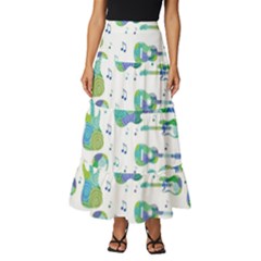 Guitars Music Notes Seamless Pattern Tiered Ruffle Maxi Skirt by Pakjumat