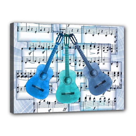 Guitar Acoustic Music Art Canvas 16  X 12  (stretched) by Pakjumat