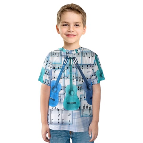 Guitar Acoustic Music Art Kids  Sport Mesh T-shirt by Pakjumat