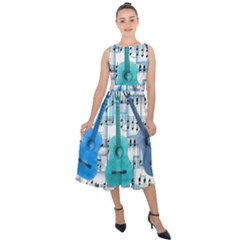 Guitar Acoustic Music Art Midi Tie-back Chiffon Dress