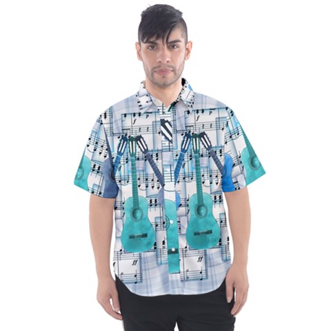 Guitar Acoustic Music Art Men s Short Sleeve Shirt by Pakjumat