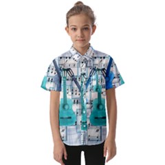 Guitar Acoustic Music Art Kids  Short Sleeve Shirt by Pakjumat