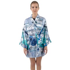 Guitar Acoustic Music Art Long Sleeve Satin Kimono by Pakjumat