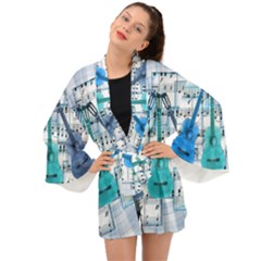 Guitar Acoustic Music Art Long Sleeve Kimono by Pakjumat