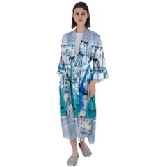 Guitar Acoustic Music Art Maxi Satin Kimono