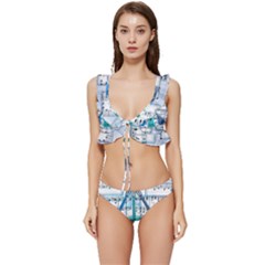 Guitar Acoustic Music Art Low Cut Ruffle Edge Bikini Set by Pakjumat