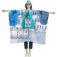 Guitar Acoustic Music Art Women s Hooded Rain Ponchos by Pakjumat