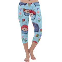 Hedgehogs Animal Capri Yoga Leggings by Pakjumat