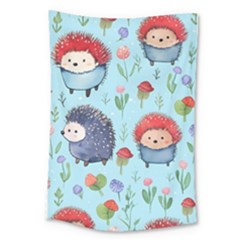 Hedgehogs Animal Large Tapestry by Pakjumat