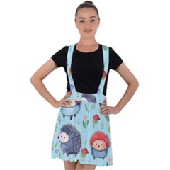 Hedgehogs Animal Velvet Suspender Skater Skirt by Pakjumat