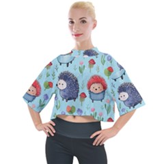 Hedgehogs Animal Mock Neck T-shirt by Pakjumat