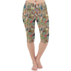 Animal Forest Pattern Lightweight Velour Cropped Yoga Leggings by Pakjumat