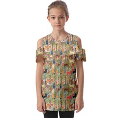 Animal Forest Pattern Fold Over Open Sleeve Top by Pakjumat