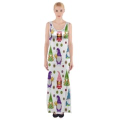 Gnomes Seamless Fantasy Pattern Thigh Split Maxi Dress by Pakjumat