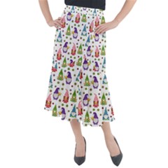 Gnomes Seamless Fantasy Pattern Midi Mermaid Skirt by Pakjumat