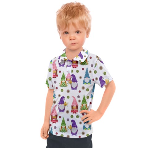 Gnomes Seamless Fantasy Pattern Kids  Polo T-shirt by Pakjumat