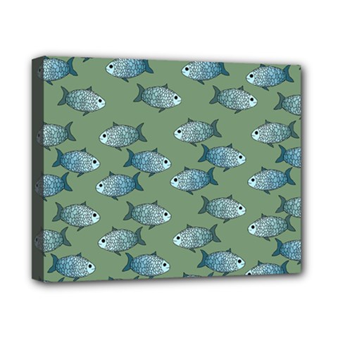 Fishes Pattern Background Canvas 10  X 8  (stretched) by Pakjumat