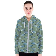 Fishes Pattern Background Women s Zipper Hoodie by Pakjumat