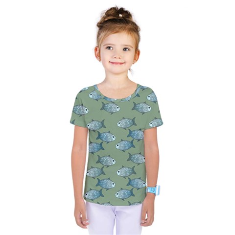 Fishes Pattern Background Kids  One Piece T-shirt by Pakjumat