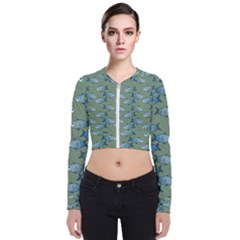 Fishes Pattern Background Long Sleeve Zip Up Bomber Jacket by Pakjumat