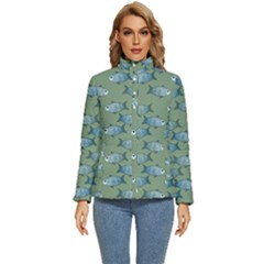 Fishes Pattern Background Women s Puffer Bubble Jacket Coat by Pakjumat