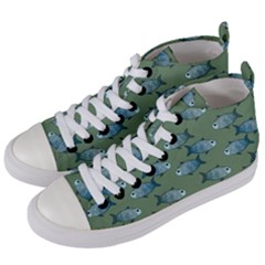 Fishes Pattern Background Women s Mid-top Canvas Sneakers by Pakjumat