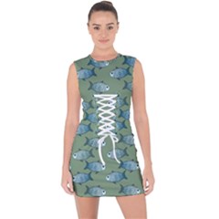 Fishes Pattern Background Lace Up Front Bodycon Dress by Pakjumat