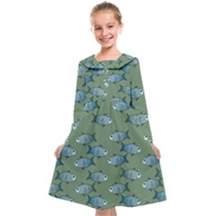 Fishes Pattern Background Kids  Midi Sailor Dress by Pakjumat