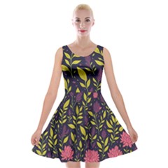 Flower Pattern Design Velvet Skater Dress by Pakjumat