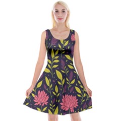 Flower Pattern Design Reversible Velvet Sleeveless Dress by Pakjumat