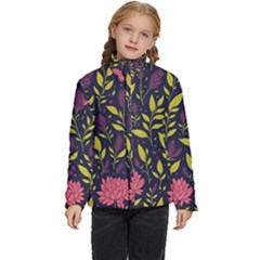 Flower Pattern Design Kids  Puffer Bubble Jacket Coat by Pakjumat