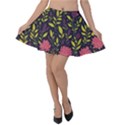 Flower Pattern Design Velvet Skater Skirt View1