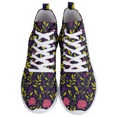 Flower Pattern Design Men s Lightweight High Top Sneakers by Pakjumat