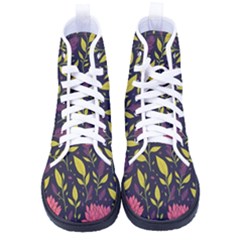 Flower Pattern Design Women s High-top Canvas Sneakers by Pakjumat