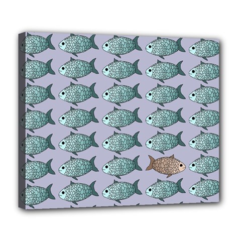 Fishes Pattern Background Theme Deluxe Canvas 24  X 20  (stretched) by Pakjumat