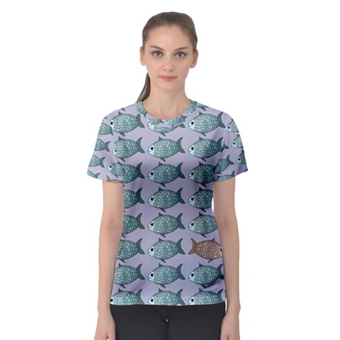 Fishes Pattern Background Theme Women s Sport Mesh T-shirt by Pakjumat