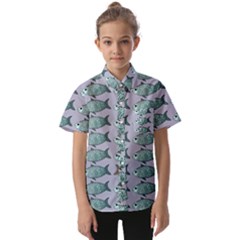 Fishes Pattern Background Theme Kids  Short Sleeve Shirt by Pakjumat