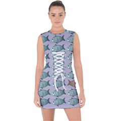 Fishes Pattern Background Theme Lace Up Front Bodycon Dress by Pakjumat